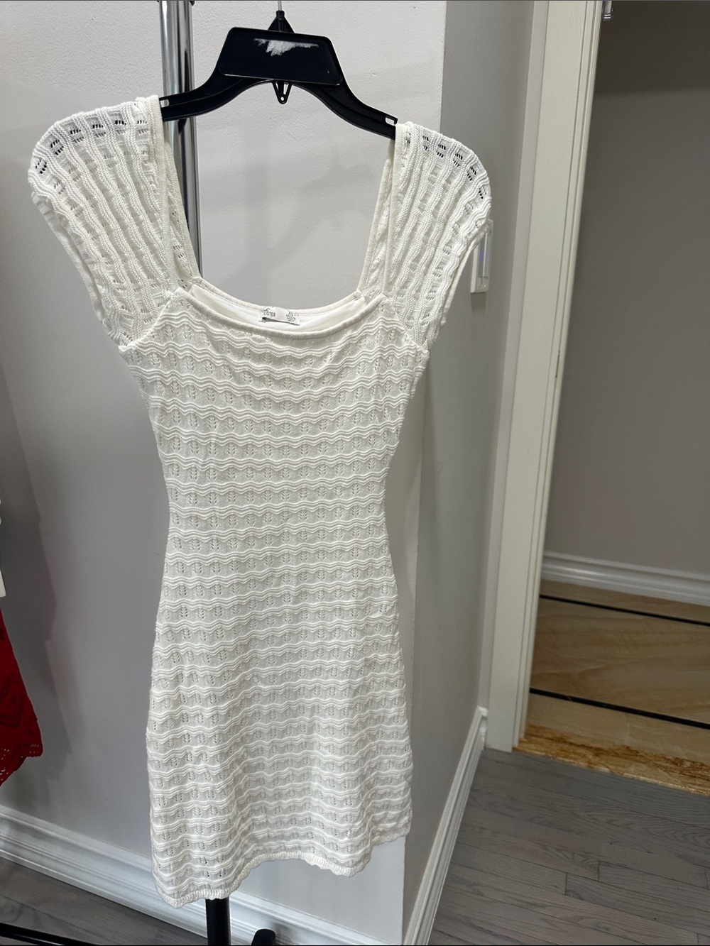 Hollister White Knit Scoop-Neck Mini Dress